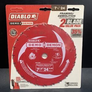 Diablo Demon 7-1/4 Inch 24T Framing Demo Saw Blade Carbide D0724DVPX 2 Pack. RC